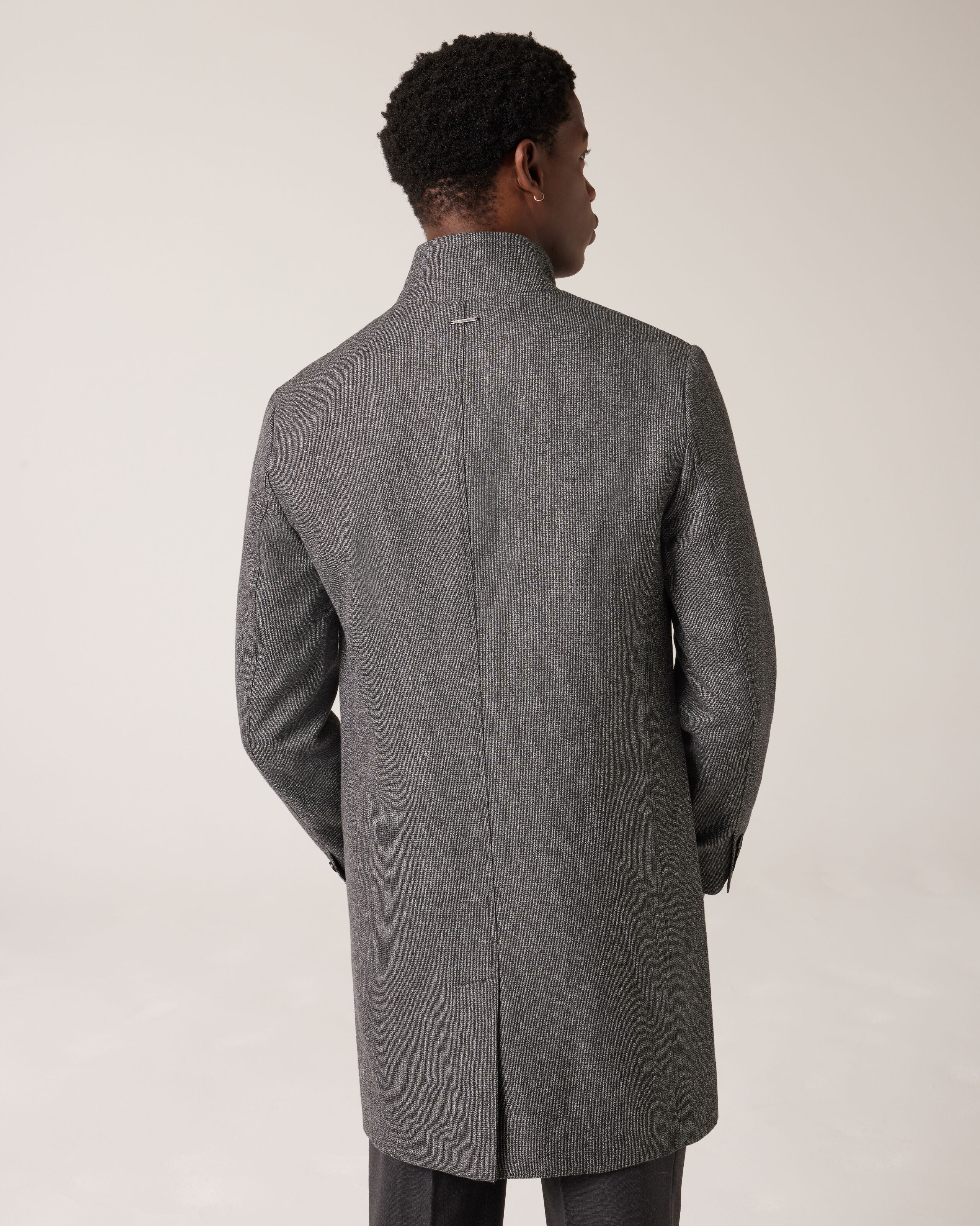 Two Tone Funnel Neck Coat Black Two Tone Funnel Neck Coat Coats Politix